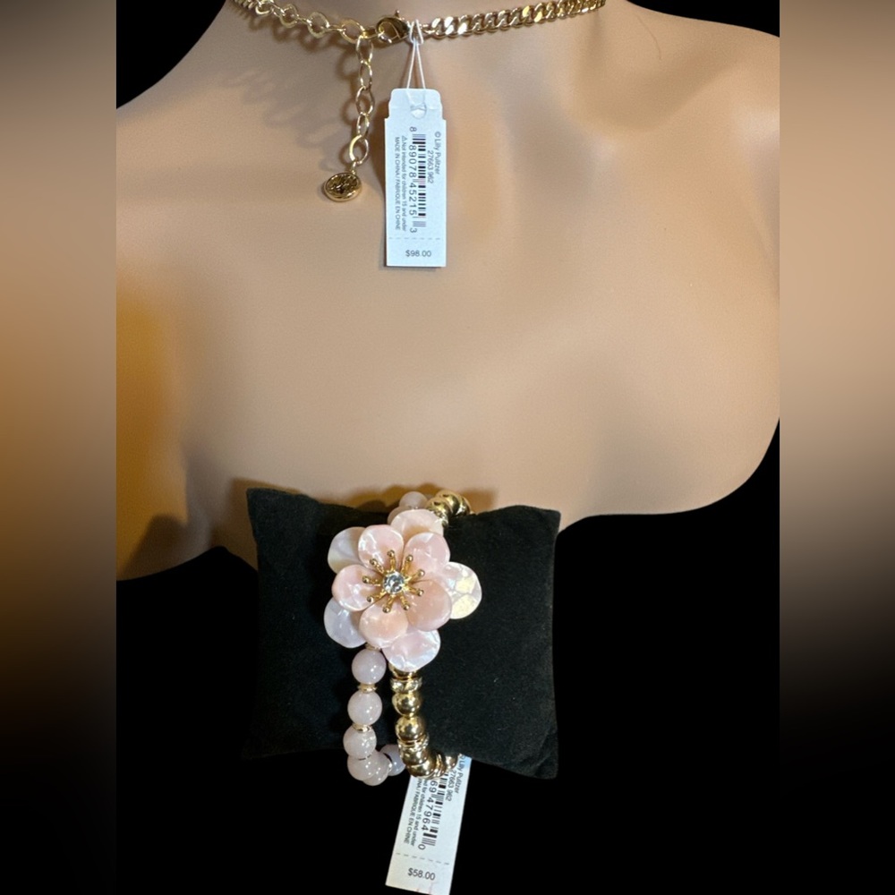 Lilly Pulitzer Pink Floral Necklace Set - Picture 5 of 6